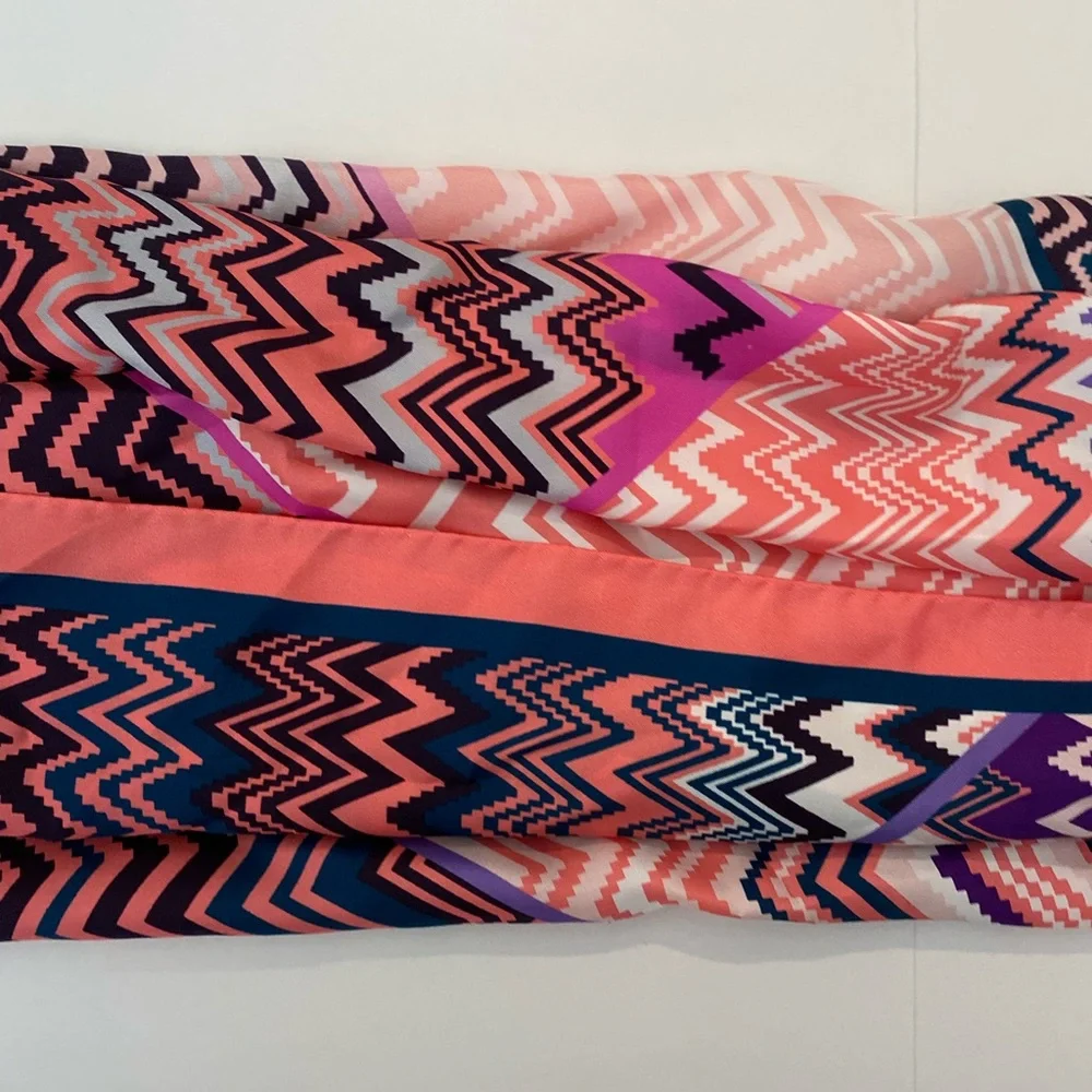 Missoni Zigzag Silk Scarf in Pink, Purple, Orange, Blue